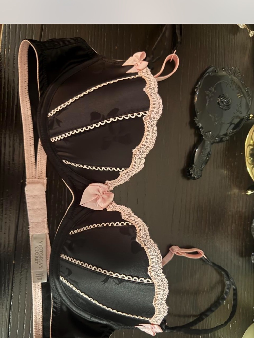 Victoria's Secret Black Bra with Pink Lace Trim